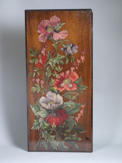 Set of two decorative panels in natural wood,...