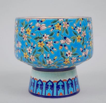 LONGWY
Earthenware pot with cloisonné enamel...