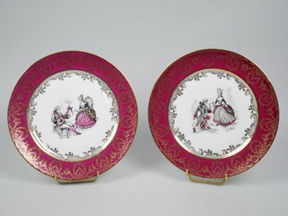 LIMOGES FRANCE
Pair of porcelain dishes decorated...