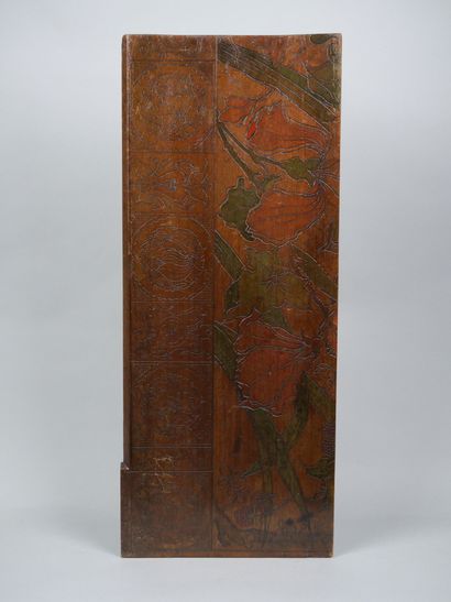 Set of two decorative panels in natural wood,...