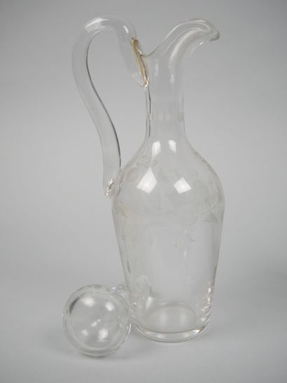 Pair of glass oil and vinegar cruets with...