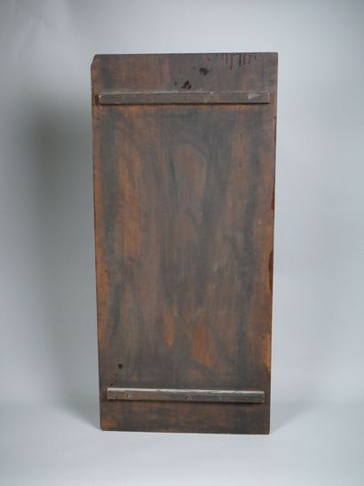 Set of two decorative panels in natural wood,...