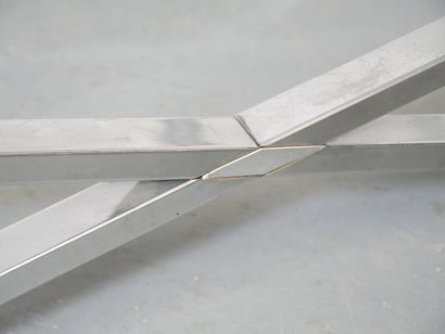 Chromed metal coffee table, X-shaped base,...
