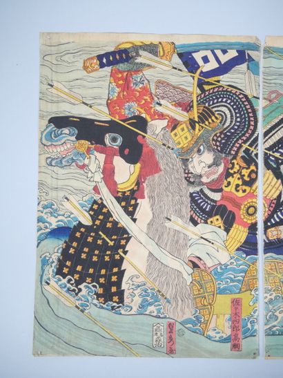 Set of two triptych prints, oban tate-e,...