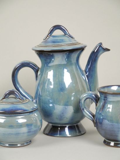 VALLAURIS (?)
Glazed earthenware coffee set...