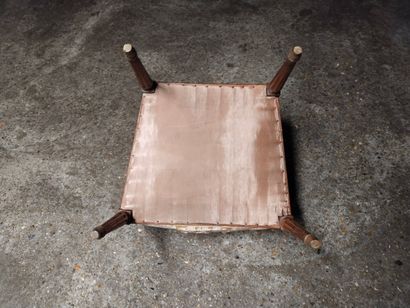 Moulded and carved natural wood armchair...