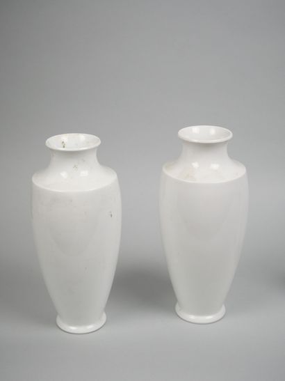 SEVRES
Pair of white porcelain baluster vases...