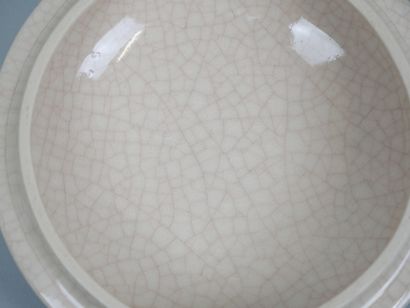 LONGWY
Cracked earthenware round box with...