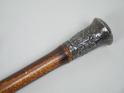 Imitation bamboo cane sword with silver-plated...