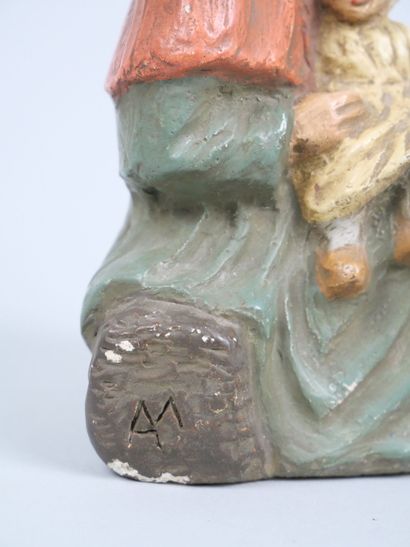 Polychrome plaster subject depicting a Breton...