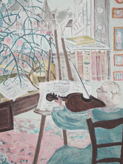 Renée HALPERN (1914-2008) 
Le salon de musique
Lithographie...