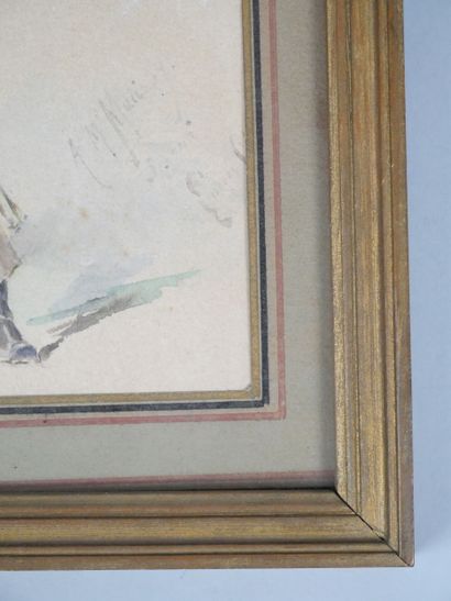 19th century school 
Man with bicorne
Watercolor...