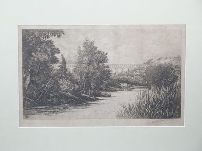 Lucien GAUTIER (1850-1925)
Le pont du Gard
Black...