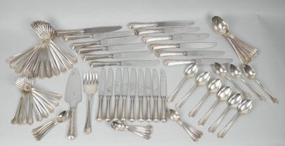 CHRISTOFLE
Partie de ménagère en métal argenté,...