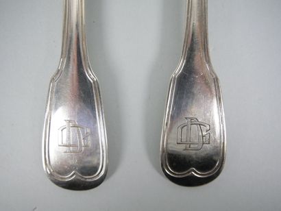 Couvert en argent 950 millièmes modèle filet,...
