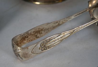 Set of silver-plated metal parts including...