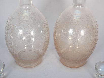 Pair of belly-shaped crystal decanters with...