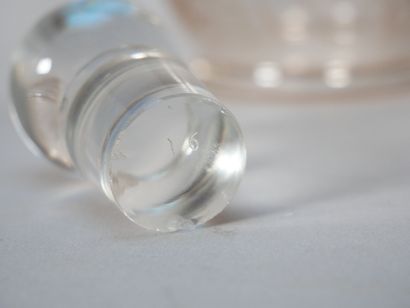 Pair of belly-shaped crystal decanters with...