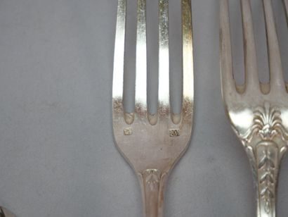 White metal service set with foliate and...