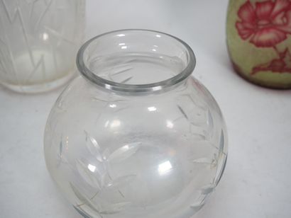 Crystal vase with flared neck and cut decoration...