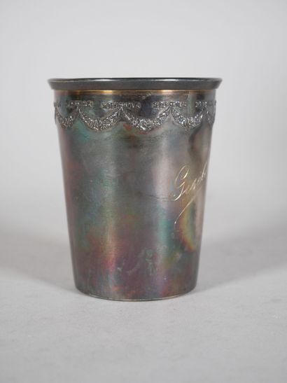 950 thousandths silver tumbler decorated...