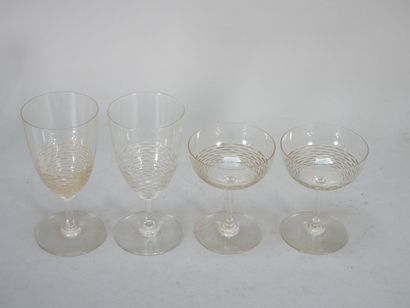 Part of a set of crystal glasses with trellis...
