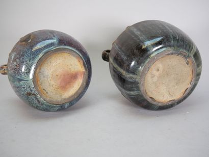 Pair of flared-neck baluster vases in shaded...