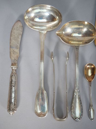 Set of 95 thousandths silver flatware including:...