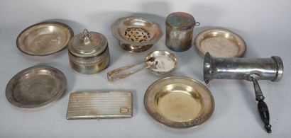 Set of silver-plated metal parts including...