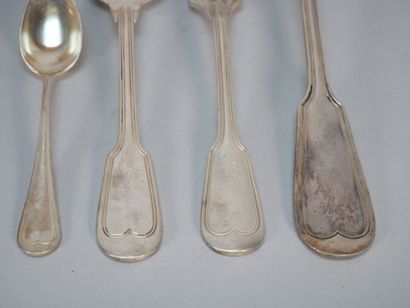 Parts of a menagère in metal, filets pattern,...