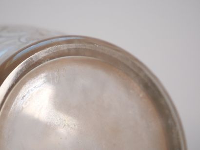 Pair of belly-shaped crystal decanters with...