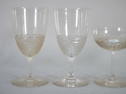 Part of a set of crystal glasses with trellis...