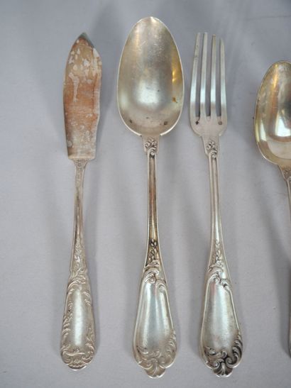 Set of cutlery in 950 thousandths silver...