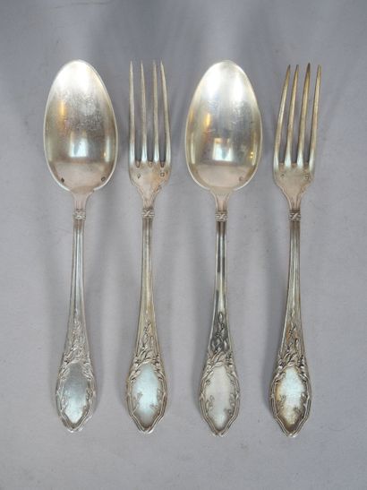 Set of two large flatware pieces in 950 thousandths...
