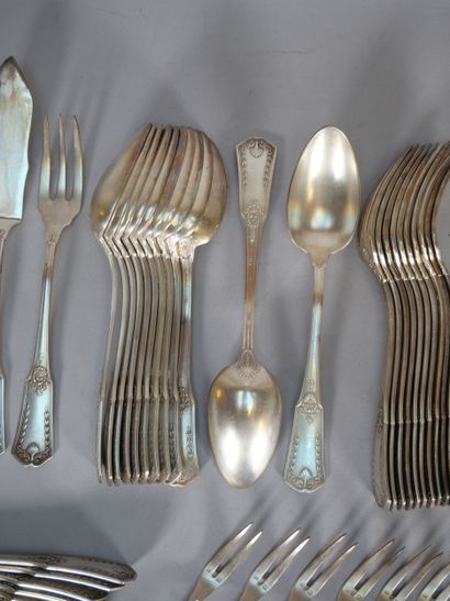 Part of a white metal menagère, spatula model...