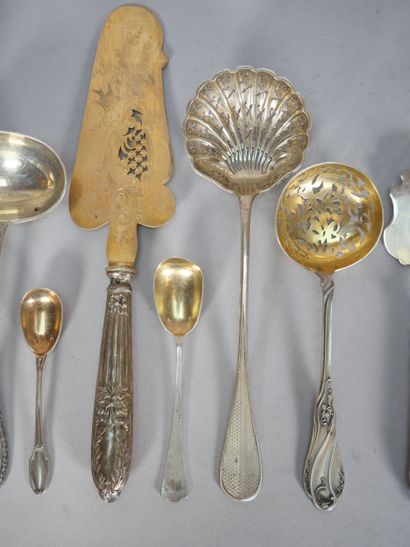 Set of 95 thousandths silver flatware including:...