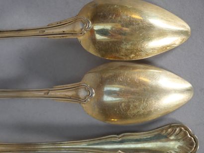 Suite of 4 spoons in 950 thousandths gilt...