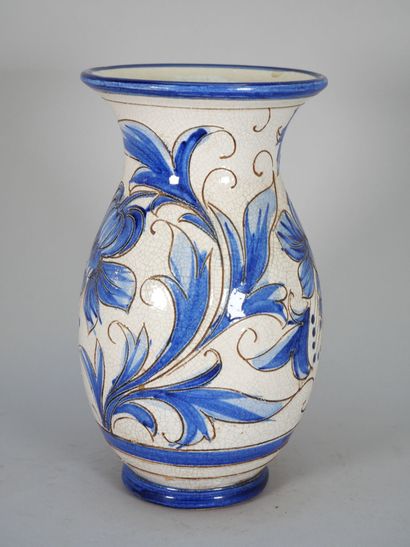 ITALY
An enameled majolica baluster vase...