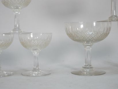 Part of a service of cut crystal glasses...