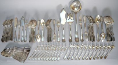Part of a white metal menagère, spatula model...