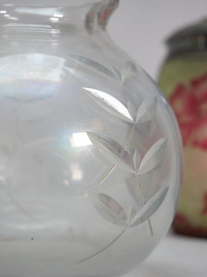 Crystal vase with flared neck and cut decoration...