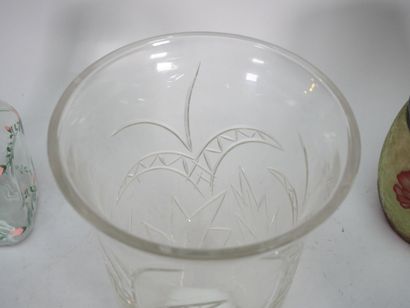 Crystal vase with flared neck and cut decoration...