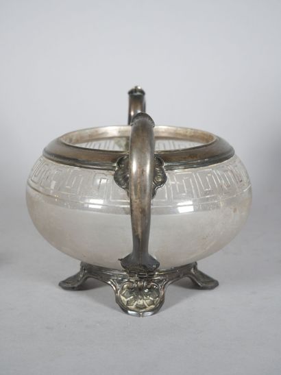 Glass sugar bowl decorated with Greek motifs,...