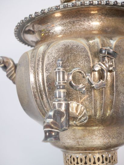 Samovar in silver-plated metal, the body...