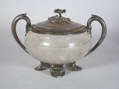 Glass sugar bowl decorated with Greek motifs,...