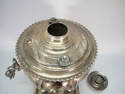 Samovar in silver-plated metal, the body...