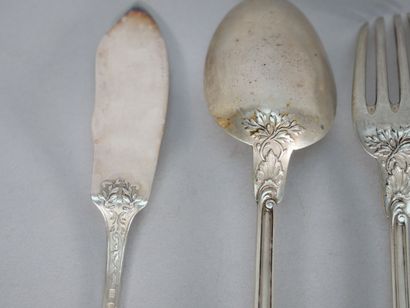 Set of cutlery in 950 thousandths silver...