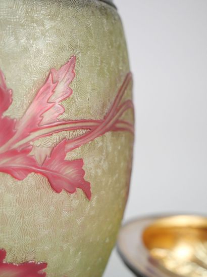 Crystal vase with flared neck and cut decoration...