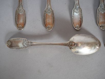 Suite of 9 silver spoons, 950 thousandths,...