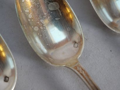 Suite of 9 silver spoons, 950 thousandths,...